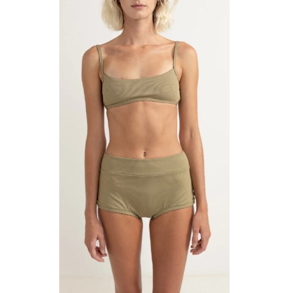 Rhythm. Women's Sage Bonsai Rib Crop Top Size S